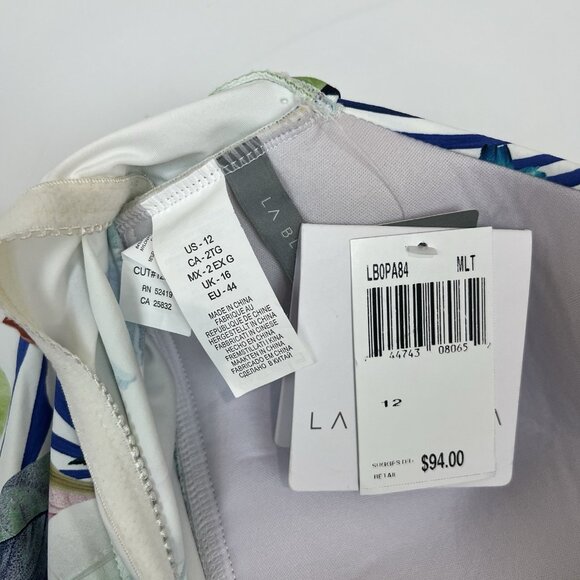 LA BLANCA In The Moment Goddess Tankini Swim Top Size 12 Halter Tropical Foliage - Picture 6 of 7